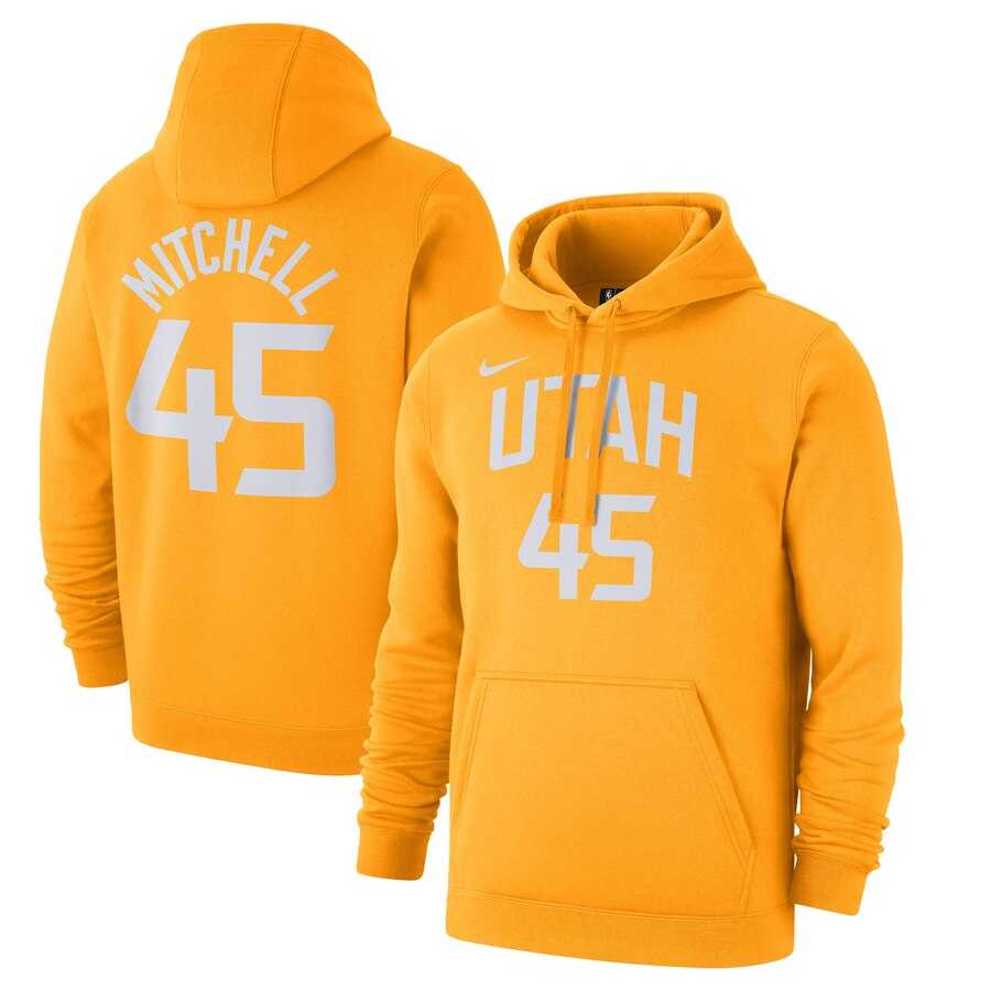 NBA Utah Jazz 45 Donovan Mitchell Nike 201920 City Edition Name Number Pullover Hoodie Gold